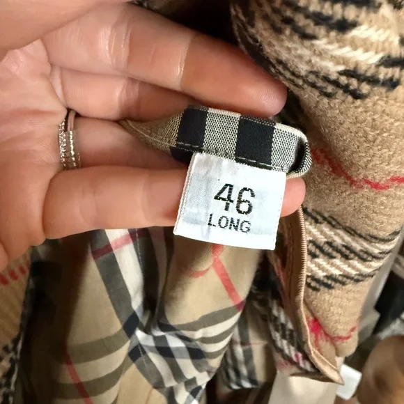 Vintage Burberry Burberrys Trench Coat Tan Plaid Lined Belted 46 Long Classic - Picture 6 of 16